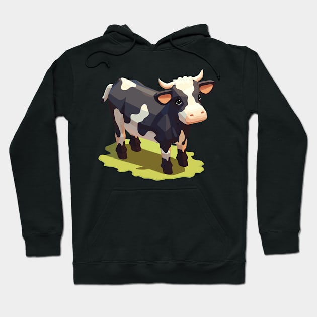 Udderly Cute Chubby Chibi Isometric Cow Hoodie by DanielLiamGill